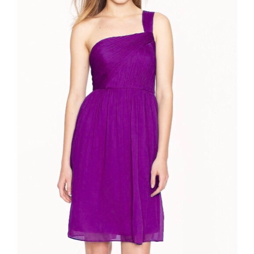 J Crew Lucienne Eggplant Silk Chiffon Dress